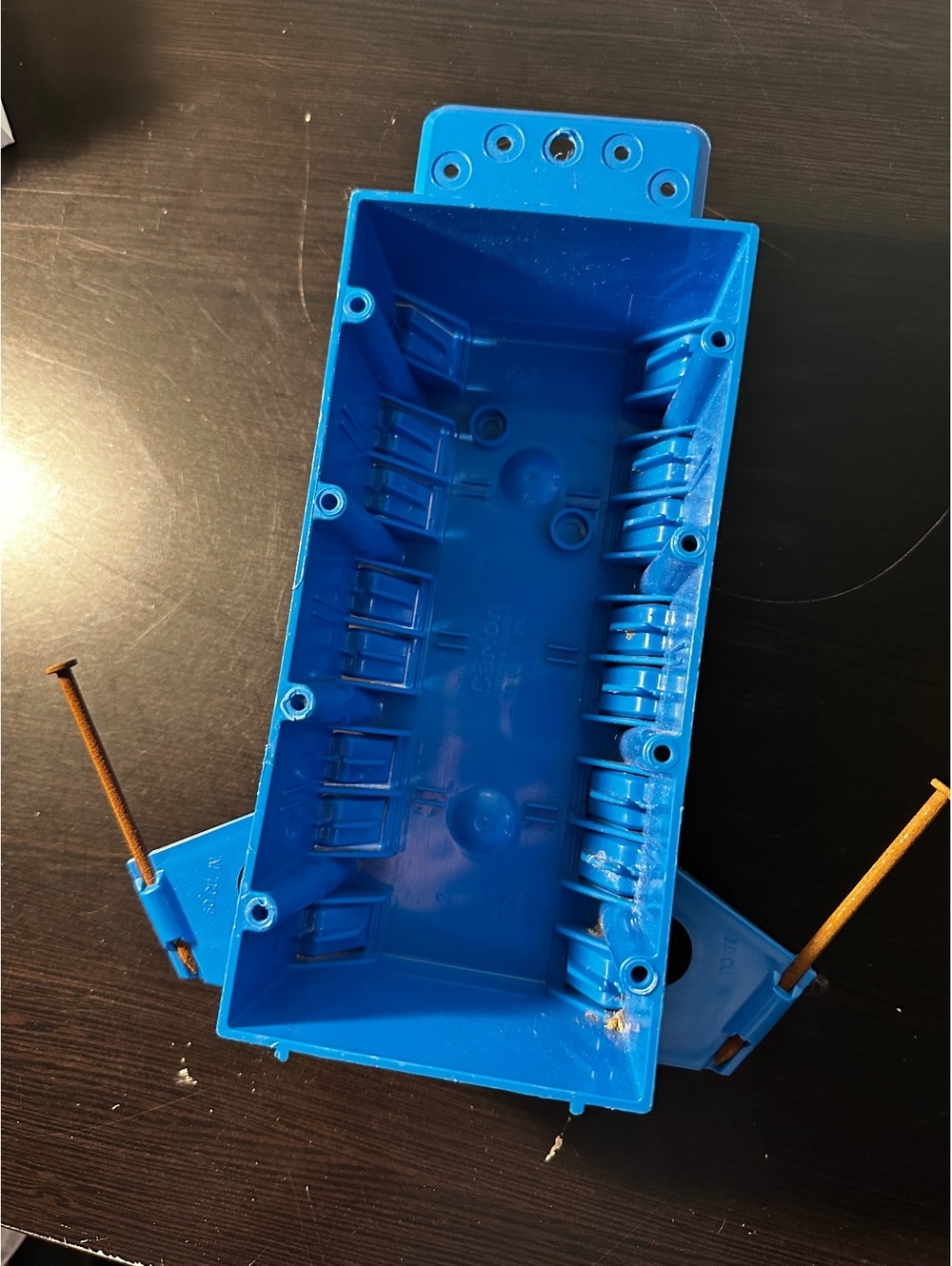 Blue Plastic Electrical Wall Box with Screws